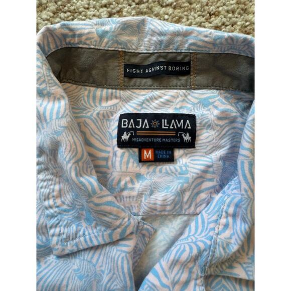 BAJA LLAMA short sleeve shirt, Medium; Blue & White Pattern; Lightweight - Picture 3 of 8